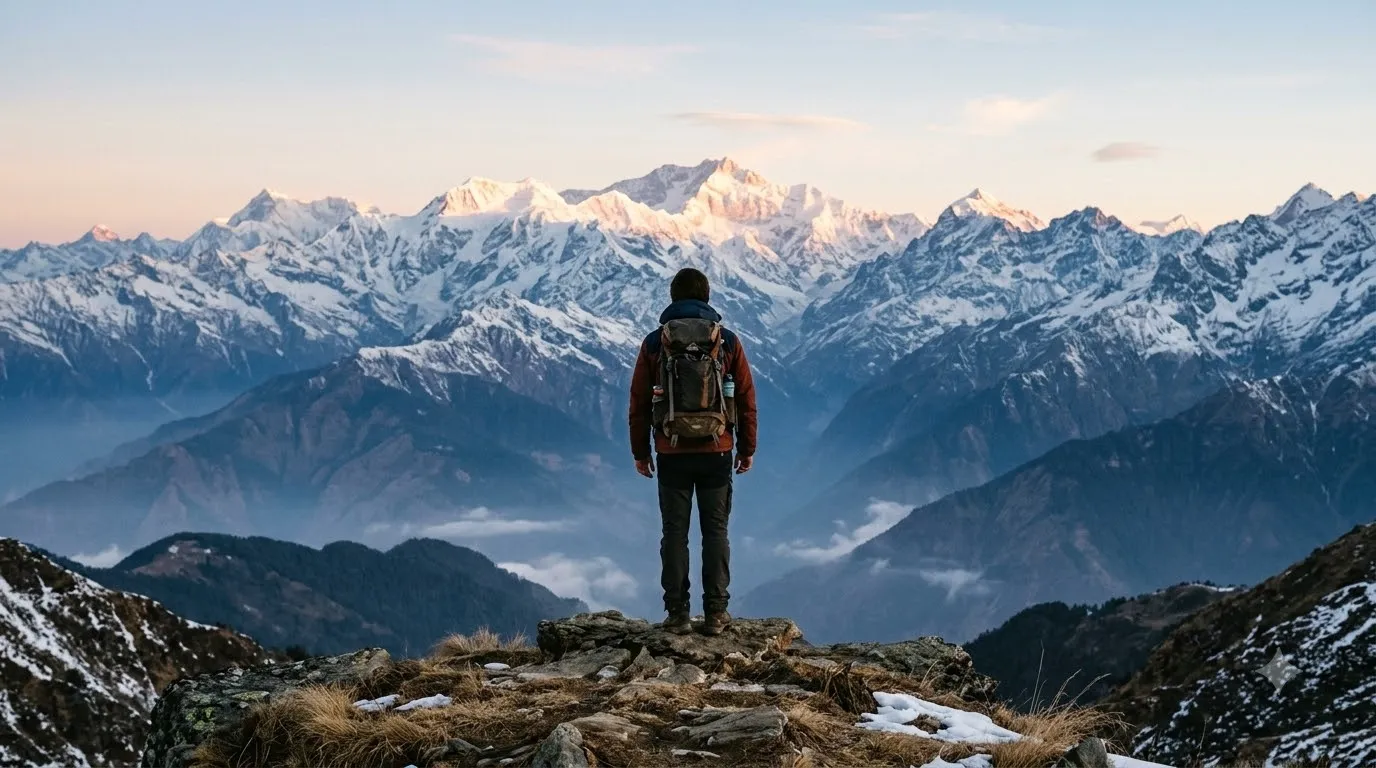 Himalayan sunrise viewpoint, North India